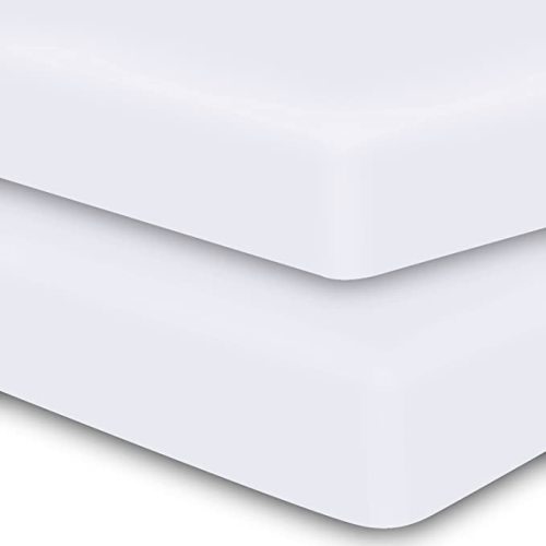 MOONQUEEN 2-Pack Baby Fitted Crib Sheets - Soft Breathable Microfiber Toddler Nursery Sheet Set for Boys and Girls, Fits Standard Size Crib Mattress 28 x 52 x 8in, White | Soft, Breathable, Baby, Fitted, for Boys and Girls, Nursery Sheet Set