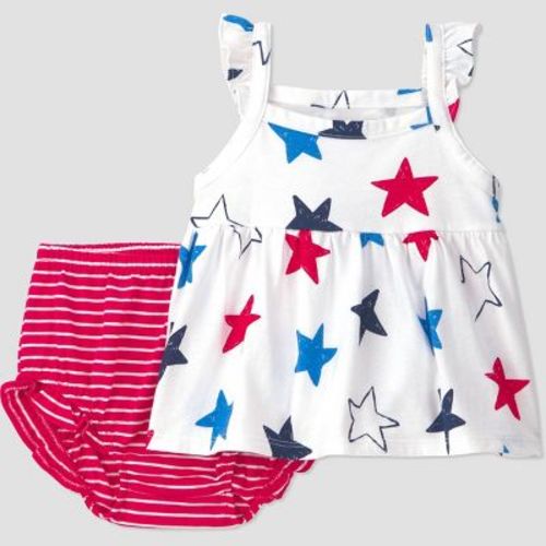 Carter's Just One You® Baby Girls' Americana 2pc Starts and Striped Tank Top & Bloomer Set - White 12M