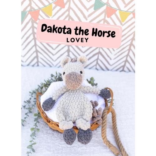 Dakota Horse Knotted Lovey – Soft Chenille Handmade Crochet Snuggler, Custom Baby Shower Gift