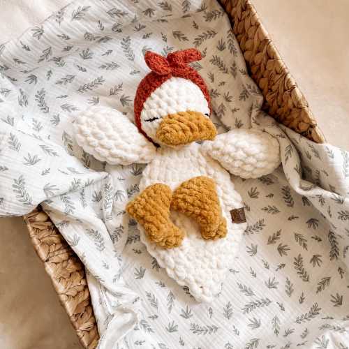 Duck Lovey, Blanket Yarn Animal Snuggler, Custom Crochet, Made to Order, Duck Snuggler, Soft Baby Toy, Easter Gift for Baby, Della Duck