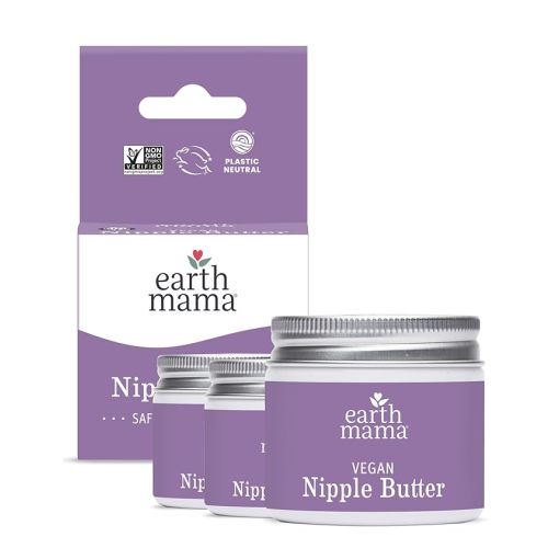 Earth Mama Vegan Nipple Butter | Cruelty-Free Breastfeeding Cream for Nursing Mamas | NO Lanolin, 2-Ounce (3-Pack)