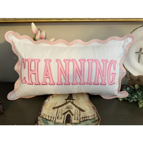12x20 Applique Name Pillow, Personalized Scallop Pillow, Personalized Pillow, Monogram Scallop Pillow, Custom Nursery Pillow, Dorm Pillow