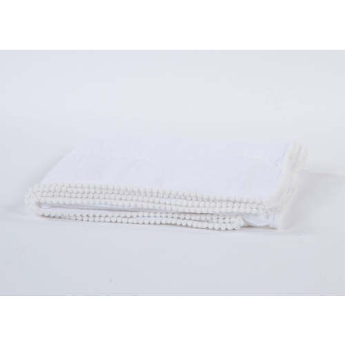 Pearl Pom Pom Swaddle Blanket in White