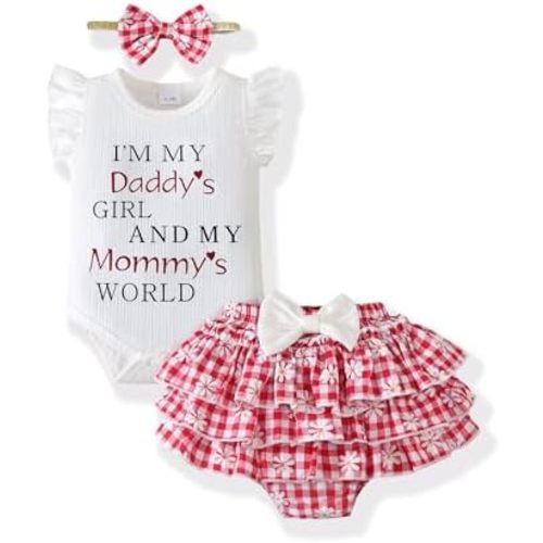 Mioglrie Baby Girl Clothes Newborn Girl Outfits Summer Short Sets Ruffle Sleeve Clothes for 3 6 12 18 Months Girls