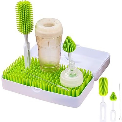 Baby Bottle Drying Rack, Travel Bottle Cleaner Kit for Working Mom, Baby Feeding Essentials - 9 x 5 x 2.5