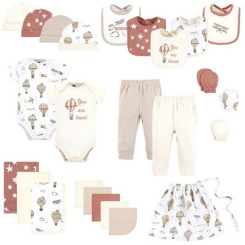 Hudson Baby Infant Baby Layette Baby Starter Set 25pc, Hot Air Balloon, 0-6 Months