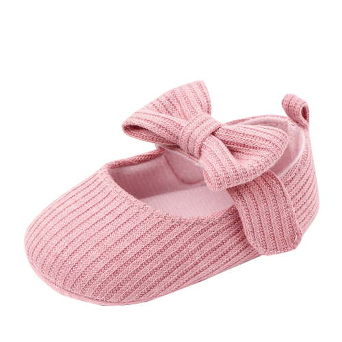 Xfvqtps Baby Girls Walking Shoes Knit Bowknot Hook Loop Cute Soft Sole Non Slip Indoor Mesh First Walker Shoes Summer New Baby Knitted Bow Wool Shoes Pink