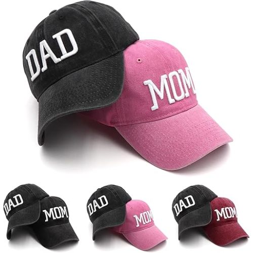 Mom and Dad Hats New Mom Gifts Embroidered Hats for Men Women Adjustable Baseball Cap New Parents Gifts for Couples