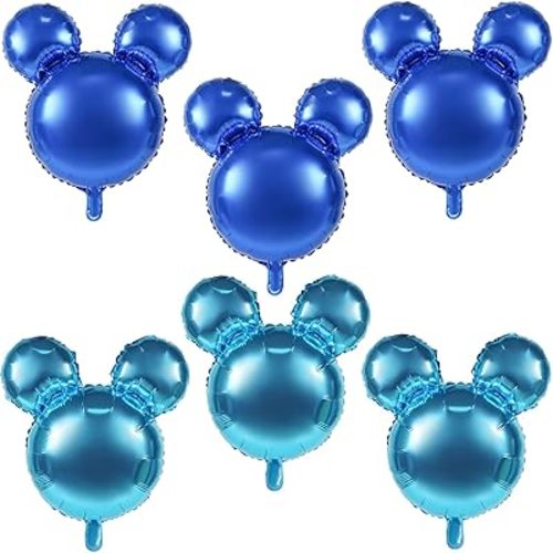 6 Pcs Bear Balloons, 24'' Mylar Balloon Jumbo Bear Head Aluminum Foil Balloons for Birthday Party Decorations Baby Shower Supplies Party Favors (Blue2)