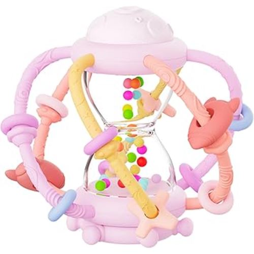 PandaEar Baby Sensory Toys for 0-6 6-12 Months, Silicone Montessori Toys, Baby Teether Teething Toys, Infant Rattle Teether Chew Toy Teething Ball Developmental Toy for Babies 0 3 6 9 12 18 Months