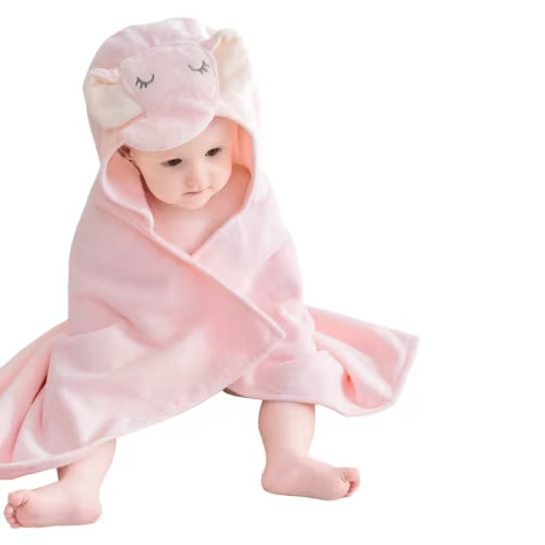 1 Hooded Baby Bath Towel – 100% Cotton, Highly Absorbent, and Soft A Premium Newborn Essential Designed for Babies and Toddlers Pink Elephant