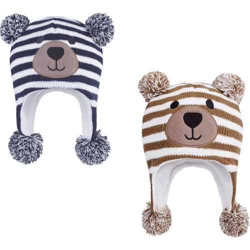 LANGZHEN Toddler Kids Infant Winter Hat,Earflap Knit Warm Cap Fleece Lined Beanie for Baby Boys Girls