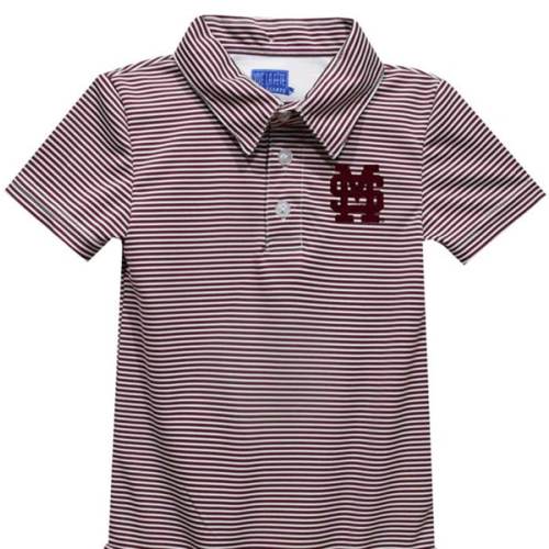 Vive La Fete Mississippi State Bulldogs Baby MAROON Pencil Stripe Polo Romper - 83490563