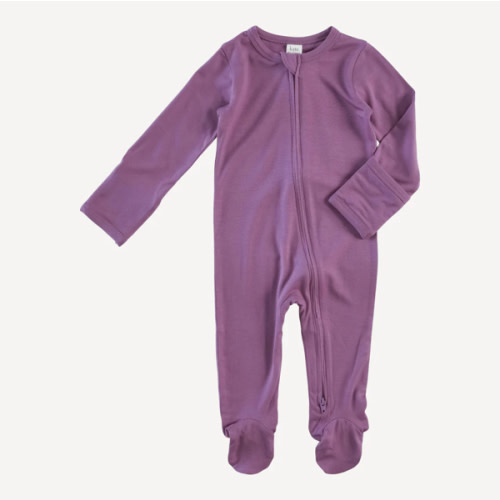 long sleeve two way zipper footie | argyle purple | bamboo | size 3-6m