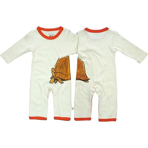 Babysoy Newborn Baby Unisex Organic Long Sleeve Animal Print Toddler One Piece Bodysuit Coverall