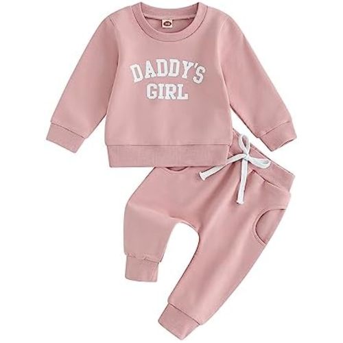 Toddler Baby Girl Clothes Daddys Girl Long Sleeve Pullover Sweatshirt Stretch Jogger Pants Infant Fall Winter Outfit