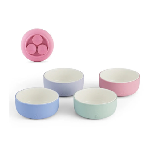 Porcelain Bowl with Silicone Suction Sleeves