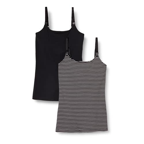 Amazon Essentials Women's Maternity Nursing Friendly Camisole with Adjustable Straps and Built-in Shelf Bra, Pack of 2