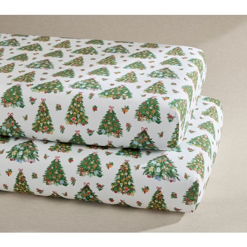 Christmas Trees Organic Flannel Crib Fitted Sheet