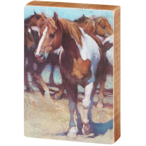 painted horse block sign