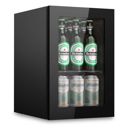 Simzlife 24 Cans Mini Beverage Refrigerator & Portable Wine Cooler Refrigerator with Glass Door, Mini Countertop Wine Fridge for Home/Office/Bar,Black