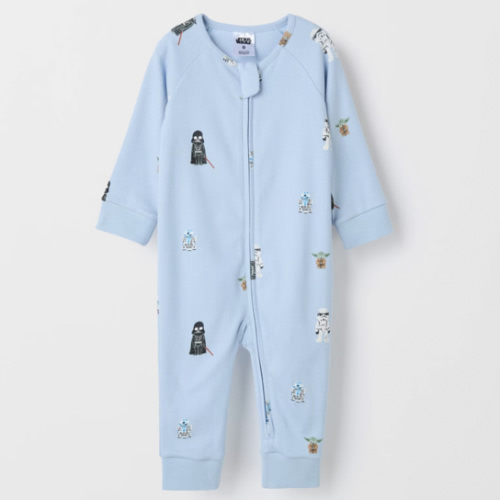 Disney Organic Cotton Baby Rib Zip Footless Coverall - Star Wars Tidal Blue | Target Australia
