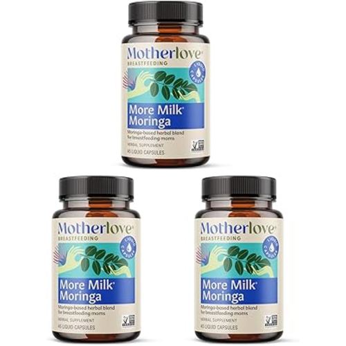 Motherlove More Milk Moringa (135 Liquid caps) Moringa-Based Lactation Supplement to Support Breast Milk Supply—Non-GMO, Organic Herbs, Vegan, Kosher