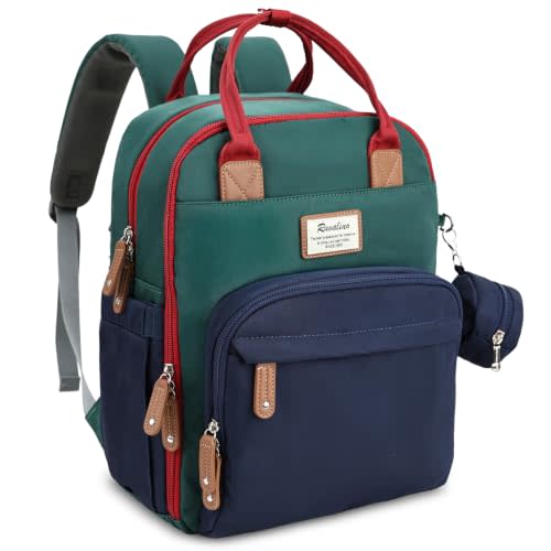 RUVALINO Baby Diaper Bag Backpack with Changing Pad, Red-Green-Blue | Baby Essentials, Waterproof, Travel Baby Bags for Mom Dad Girl Boy, Insulated Bottle Holders, Pacifier Case