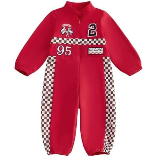Baby Boy Girl Race Car Outfit Zipper Jumpsuit One Piece Romper