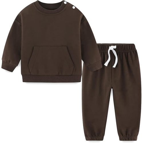 Fullfamous Baby and Toddler Boys 100% Cotton 2 Piece Long Sleeve Sweatshirt and Sweatpant Jogger Pants Set Newborn-4T