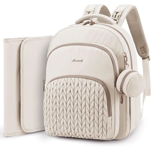 LOVEVOOK Diaper Bag Backpack, Baby Bag with Changing Pad for Mom Dad, Large Waterproof Mommy Bag with Stroller Buckles, Travel Essential with Pacifier Case & Insulated Bottle Pockets, Khaki