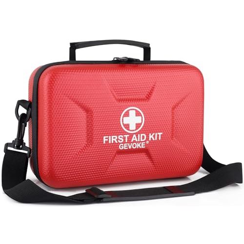 Gevoke 410 Piece Waterproof Hard Shell First Aid Kit, Red | For Home, Car, Travel, Camping, Truck, Hiking, Sports, Office, Vehicle & Outdoor, Emergency Medical Kits