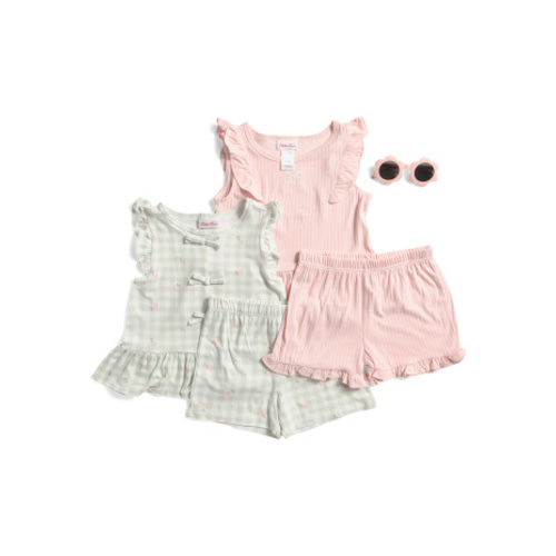 Little Girls 4pc Tops And Shorts Set With Sunglasses | Kids' Sets | Marshalls