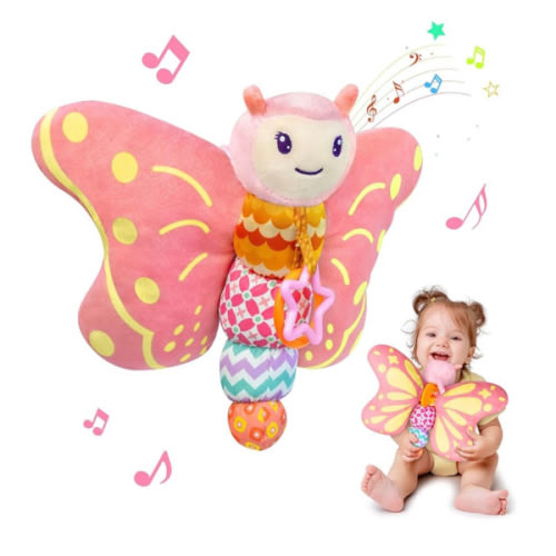 Musical Sensory Stuffed Animal - Butterfly  I Pink