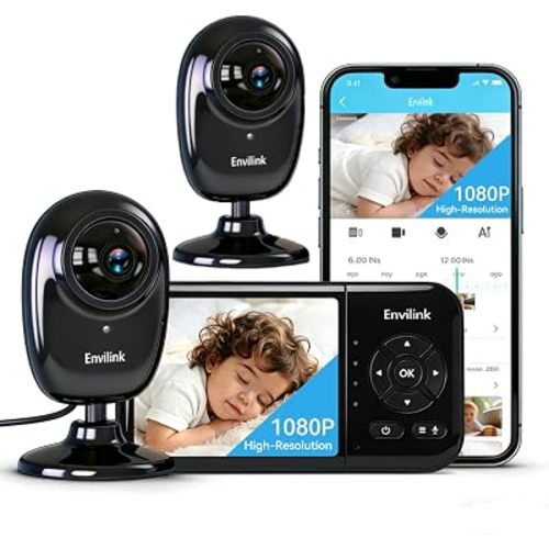 No WiFi Baby Monitor, 2 Cameras 1080P High Definition Screen, Baby Monitor with Camera and Audio, Night Vision, 2-Way Talk, VOX, 5 Lullabies, 1200ft Long Range 2.8" LCD Display for Home Use