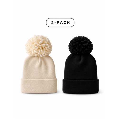 2-Pack Baby's First Hat®, Sand/Black Pom – SpearmintLOVE