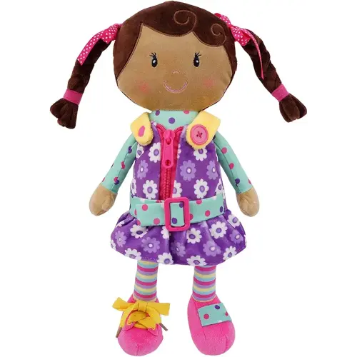 Sugar Snap Plush Learn to Dress Doll for Toddlers - 15" - for 2 Year Old Girl - Montessori