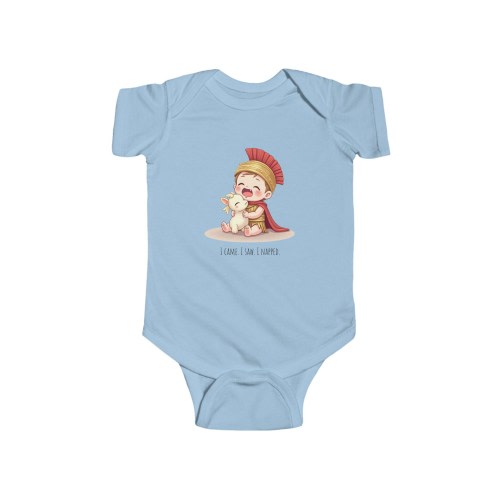 I Came I Saw I Napped Roman Baby Bodysuit - Funny Gladiator Infant Onesie, Mythical Plush Nap Design, Cute Baby Shower Gift for Dad