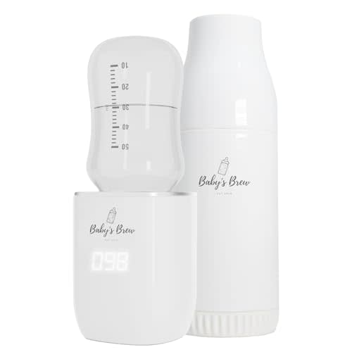 Baby’s Brew Portable Bottle Warmer Pro Set - Dual Heating Modes - Breast Milk, Formula & Water, Leak-Proof, Smart Sensor Technology, BPA-Free, Single Warmer & Formula Dispenser Only | No Adapters