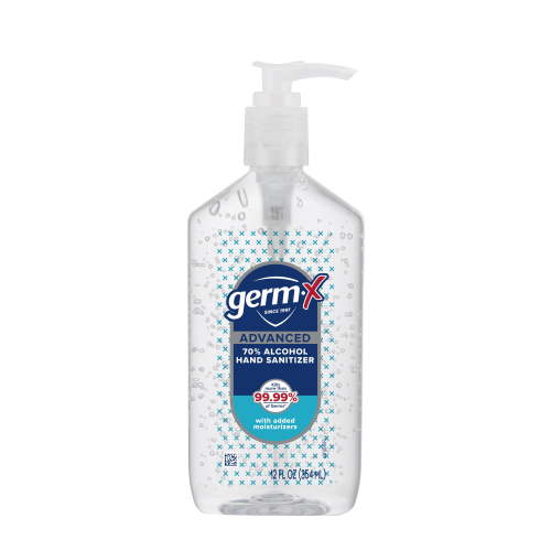 Germ-X Advanced Hand Sanitizer with Pump, Alcohol & Moisturizers, Original Fresh Scent, 12 fl oz.