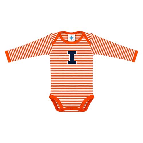 Creative Knitwear College Baby Striped Long Sleeve Bodysuit - Team Logo, Multiple Colors, Unisex (0-12 Months)