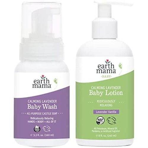 Earth Mama Bathtime Bundle | Calming Lavender Baby Wash & Moisturizing Calendula Lotion