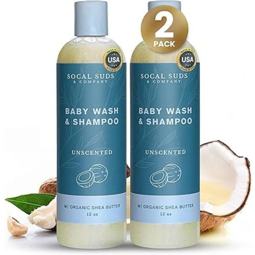 Organic Baby Body Wash & Shampoo, Unscented, 12oz 2pck