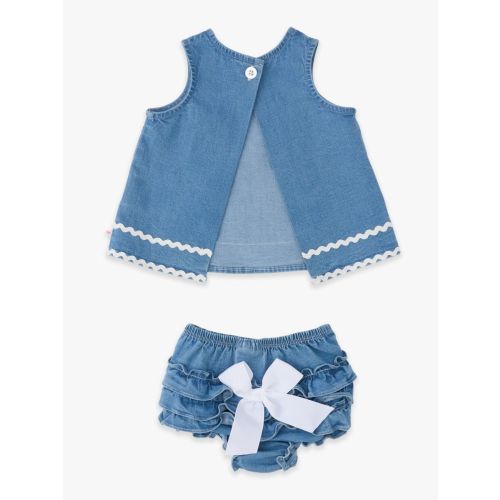 Stretch Denim Ric Rac Swing Top and Bloomer Set