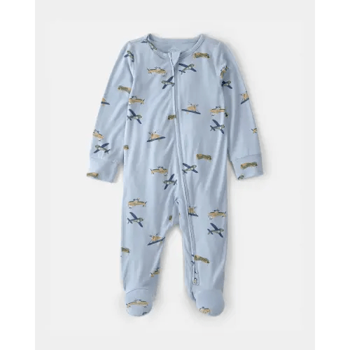Baby Boy Plane 2-Way Zip PurelySoft Footie Sleep & Play Pajama - Blue | Carter's