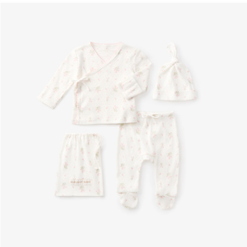 Folklore Floral Organic Cotton Pointelle Layette 3PC Set – Elegant Baby