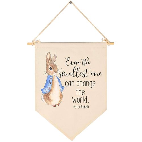 Even the Smallest One Can Change the World -Easter Canvas Hanging Flag Banner Wall Sign Decor Gift for Baby Kids Girl Boy Nursery Teen Room Front Door