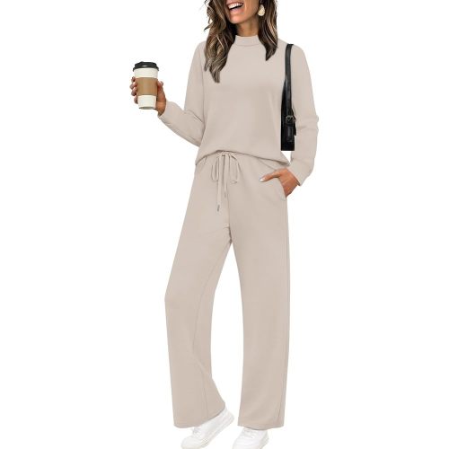 Sampeel Two Piece Sets for Women Mock Neck Matching Sets Loungewear Fall Clothes Travel Outfits Fashion 2026 XS-2XL