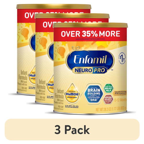 (3 pack) Enfamil NeuroPro&nbsp;Baby Formula,&nbsp;Brain&nbsp;Building&nbsp;Duo DHA & MFGM, Infant Formula Powder, 28.3 oz Can