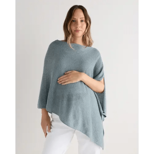 Lightweight Cotton Cashmere Nursing Shawl in Heathered Mica Teal